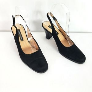 Adrienne Vittadini Italy black suede ankle strap pump